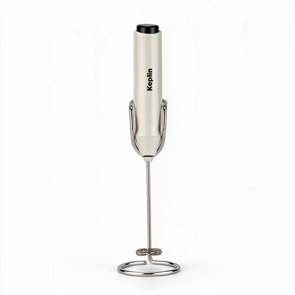 Cream Electric Handheld Milk Frother with Stand UK