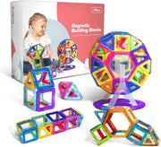 94-piece magnetic building block set – educational STEM toy for kids aged 3+, squares, triangles and hexagons