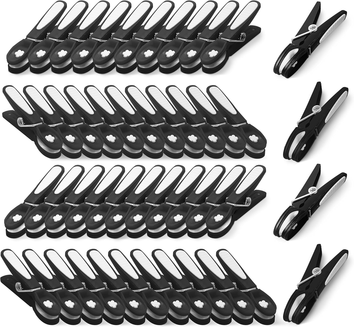 Black Clothes Pegs with Metal Springs - 48 Pack