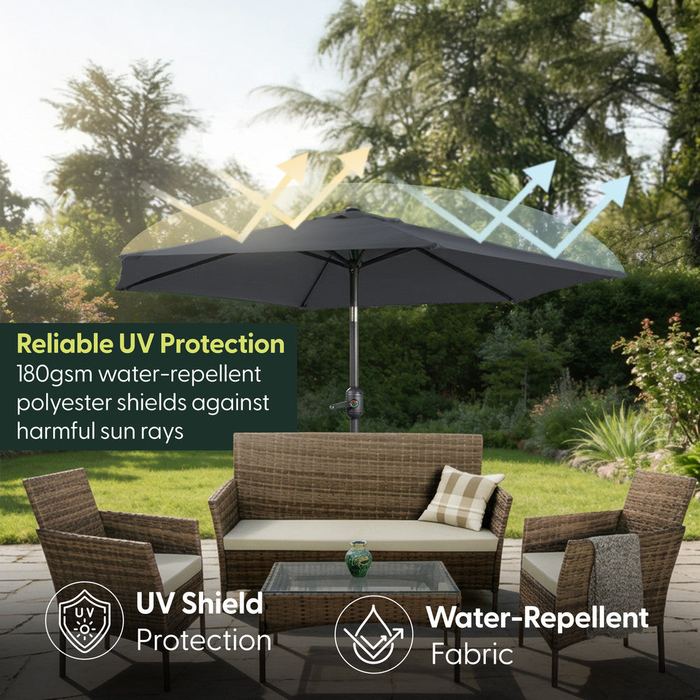 Keplin - Tilting Garden Parasol with Cover - 2m / 6 Ribs / 180gsm – image 2