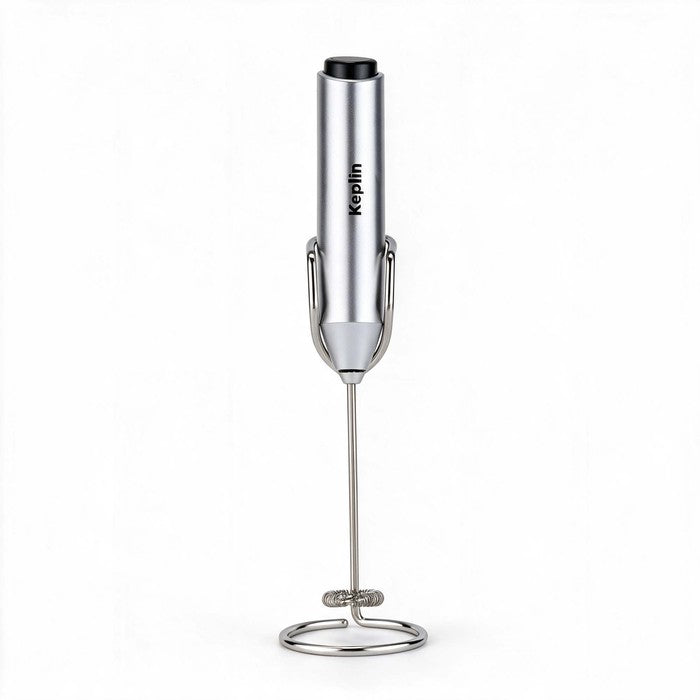 Electric Handheld Milk Frother with Stand - Silver with Stand swatch