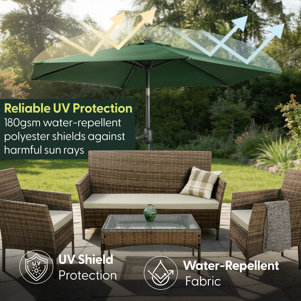 Keplin - Tilting Garden Parasol with Cover - 2.7m / 6 Ribs / 180gsm – image 26
