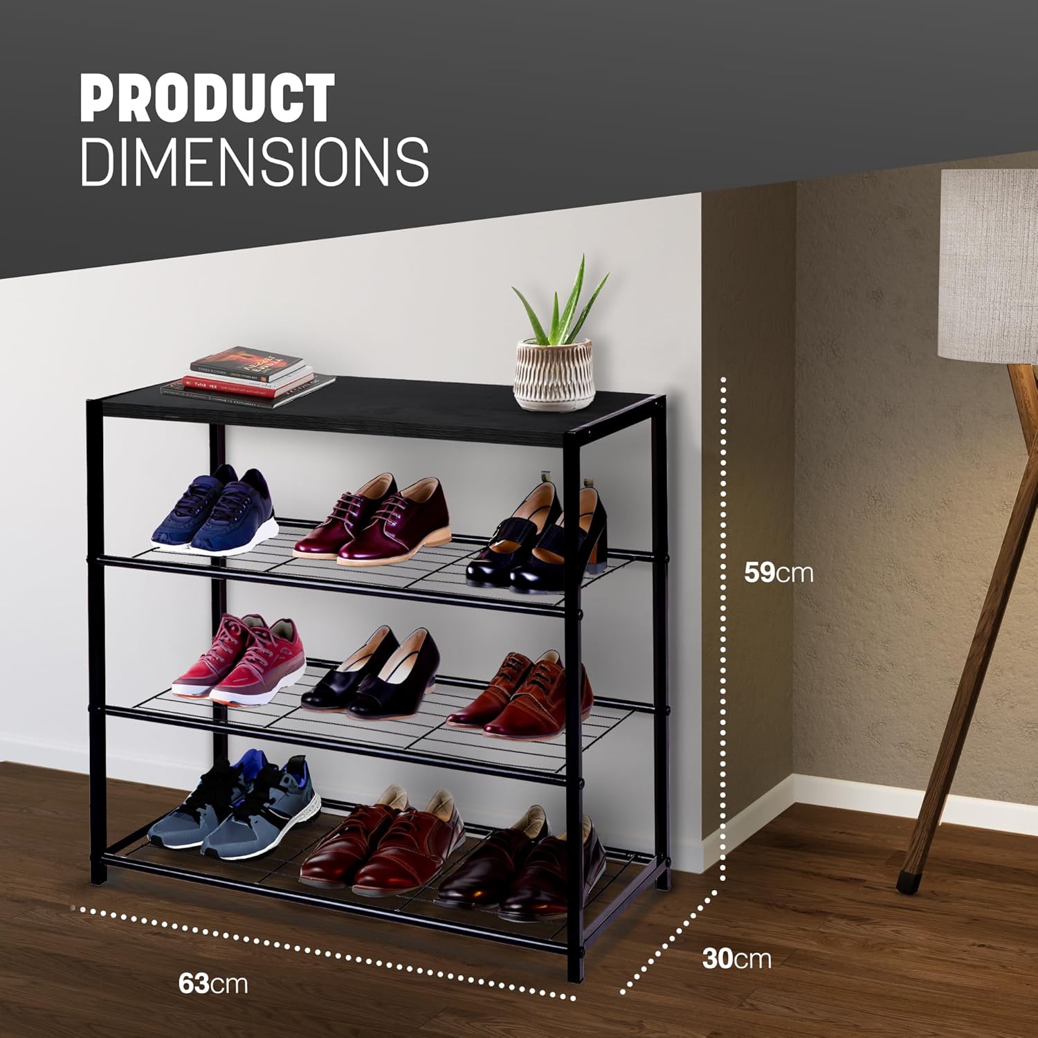 4-Tier Shoe Rack with Shelf – image 3