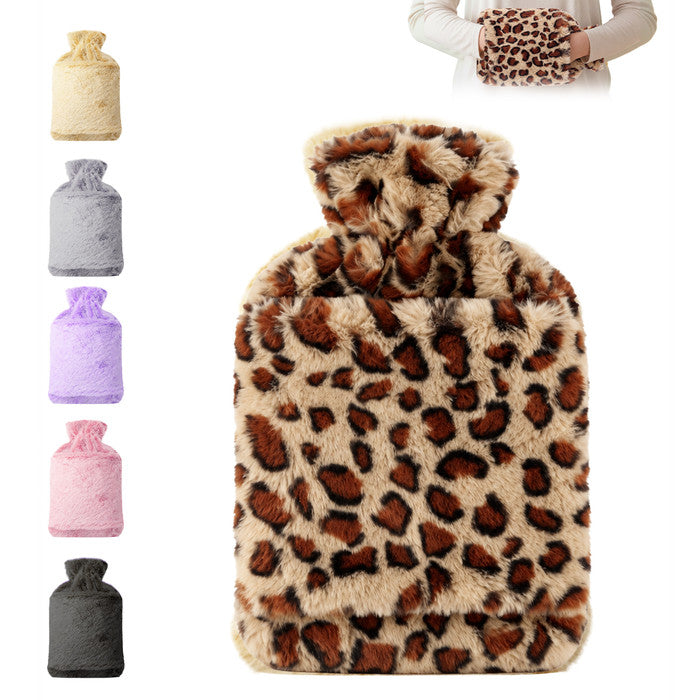 Faux Fur Hot Water Bottle - Soft Cover, Natural Rubber