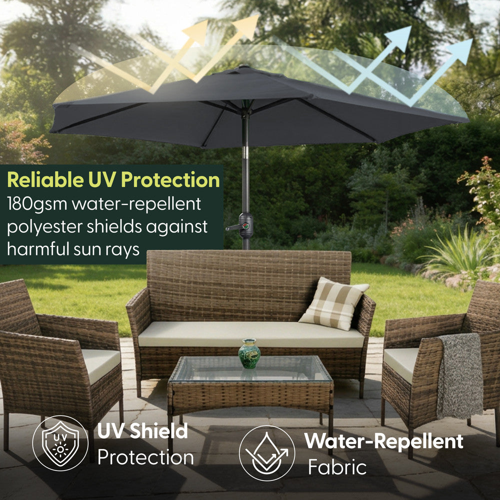 Keplin - Tilting Garden Parasol with Cover - 2.7m / 6 Ribs / 180gsm – image 2