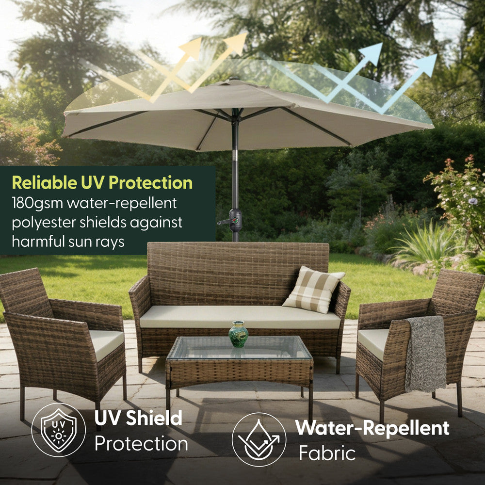 Keplin - Tilting Garden Parasol with Cover - 2.3m / 6 Ribs / 180gsm – image 14