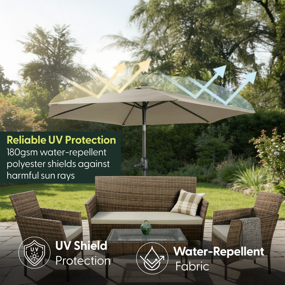 Keplin - Tilting Garden Parasol with Cover - 2m / 6 Ribs / 180gsm – image 14