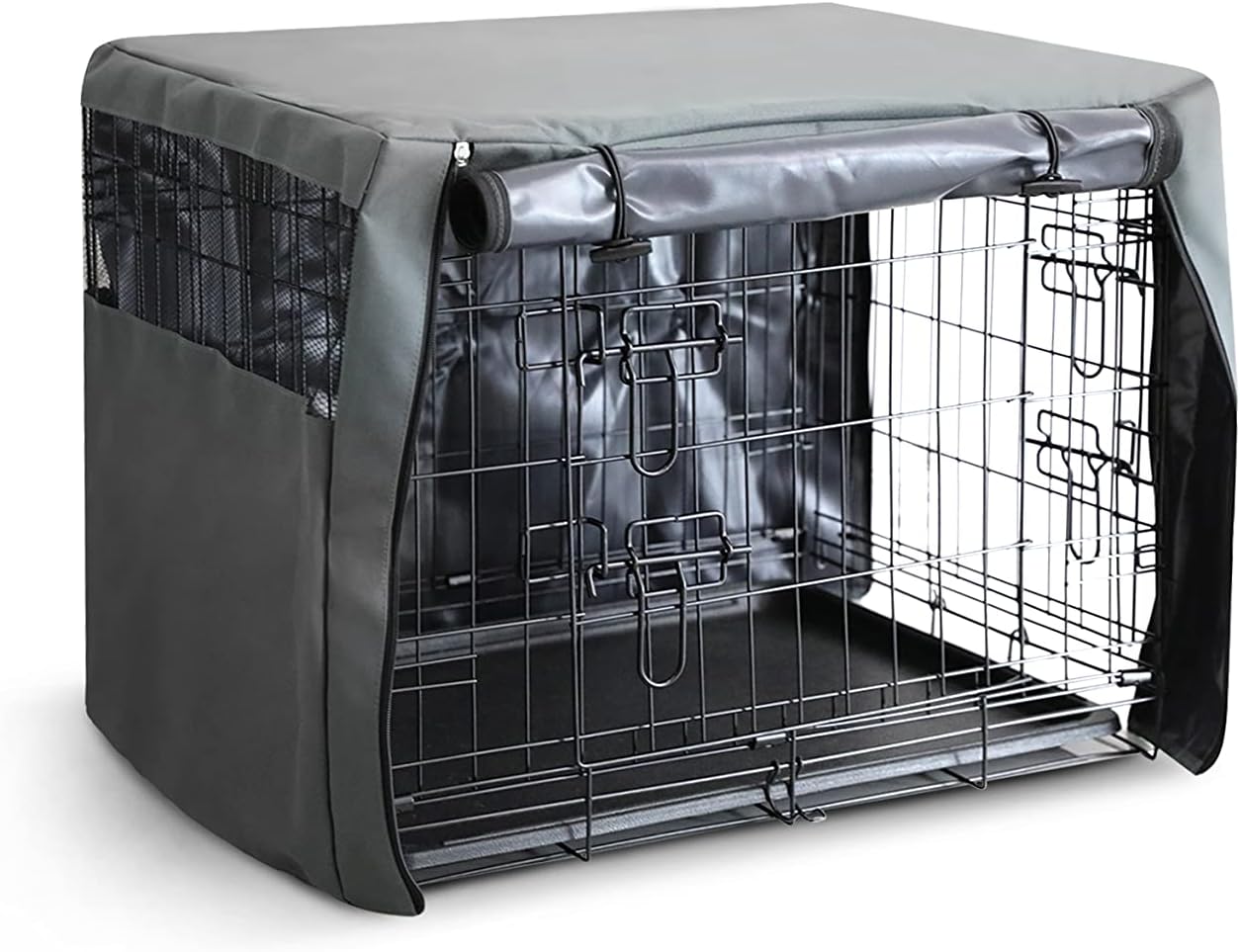 FurDreams Premium 24-Inch Dog Crate Cover – Polyester with PVC Coating, Rolling Doors & Breathable Mesh Windows – Easy Installation, Machine Washable – Ideal for Puppy Training