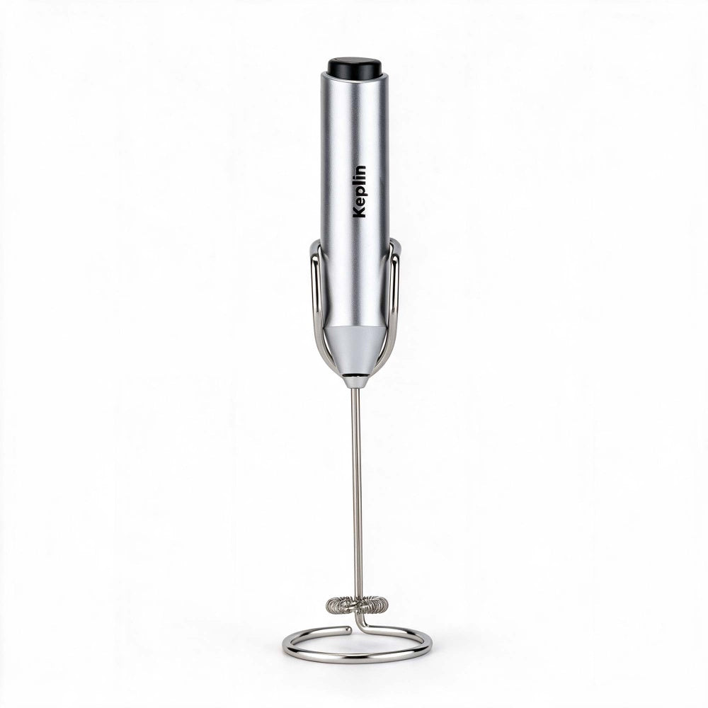 Electric Handheld Milk Frother with Stand - Silver with Stand swatch