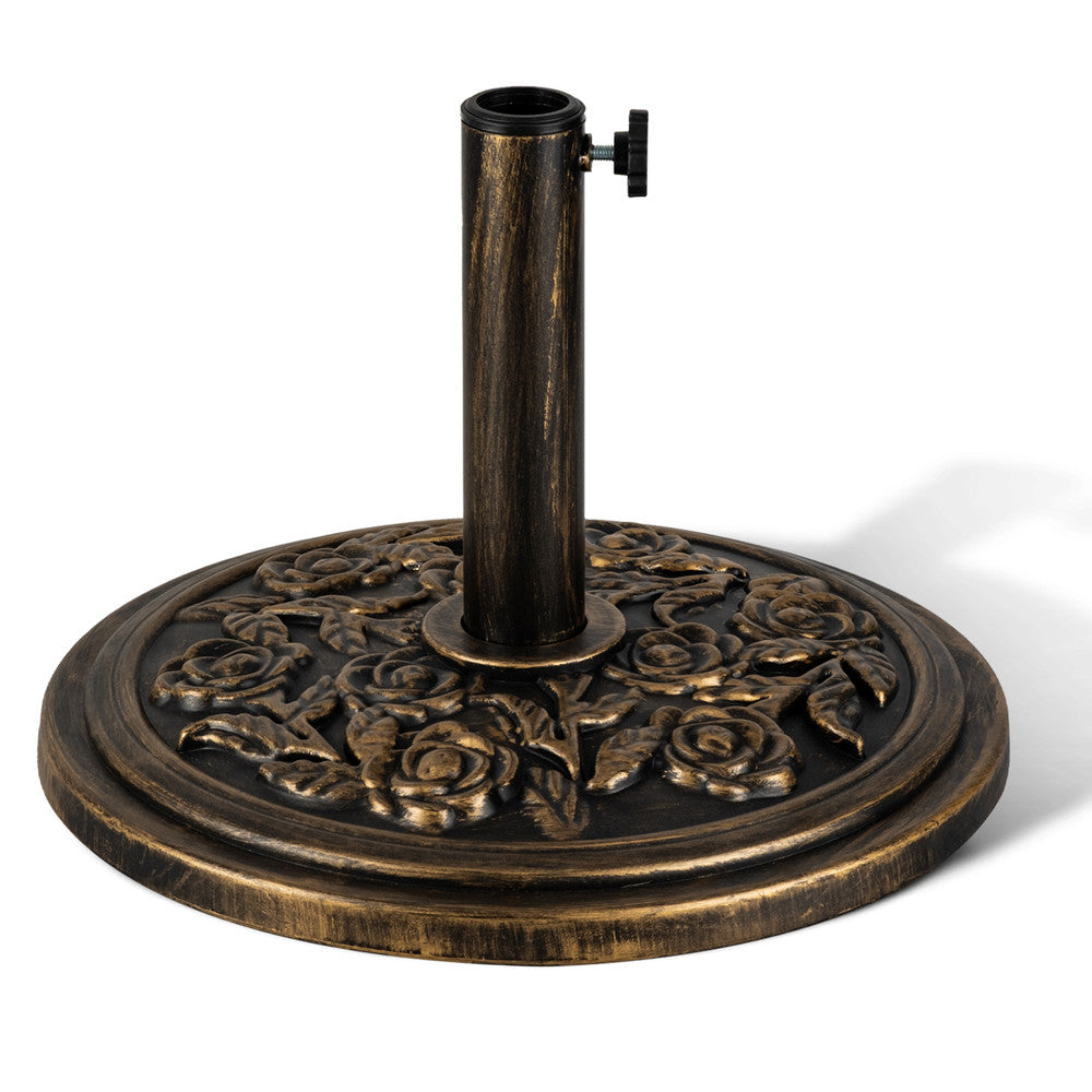 20kg Cast Iron Effect Floral Parasol Base Stand – Bronze Extra Heavy Duty Garden Parasol Weight