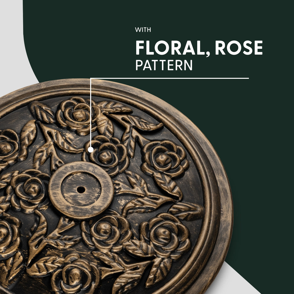 Floral Pattern Detail 20kg Bronze Cast Iron Effect Parasol Base – Decorative Outdoor Stand UK
