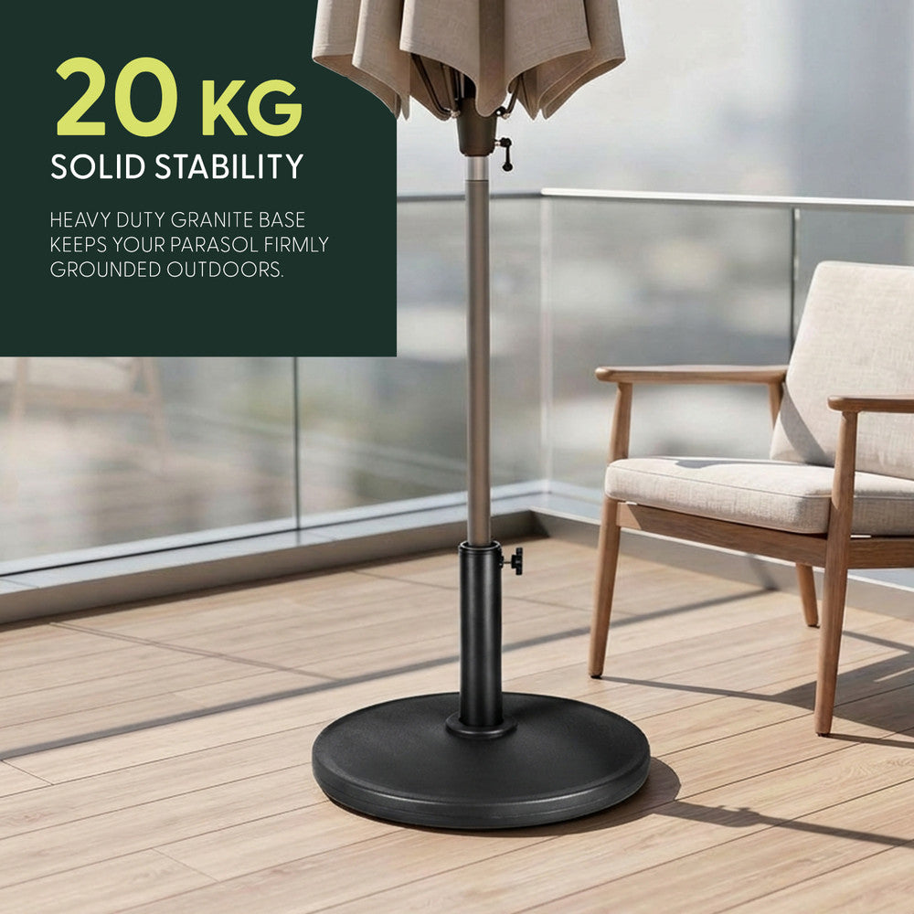 20kg Black Cast Iron Effect Parasol Base Weight – Extra Heavy Duty Outdoor Stand UK