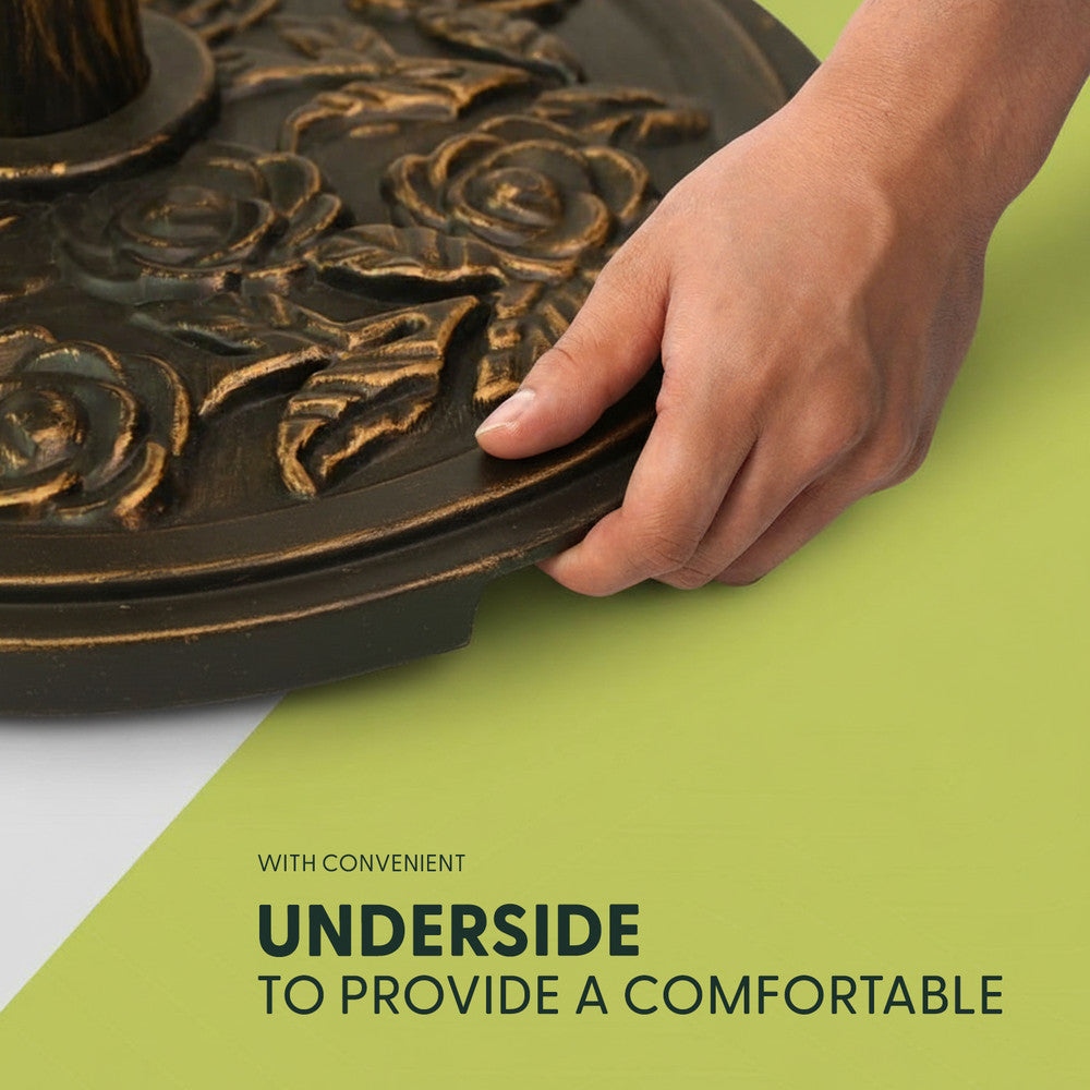 20kg Cast Iron Effect Floral Parasol Base Features – Adjustable Knob Heavy Duty Bronze Stand