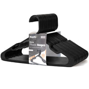 Keplin black plastic coat hangers pack of 25, slim strong clothes hangers UK