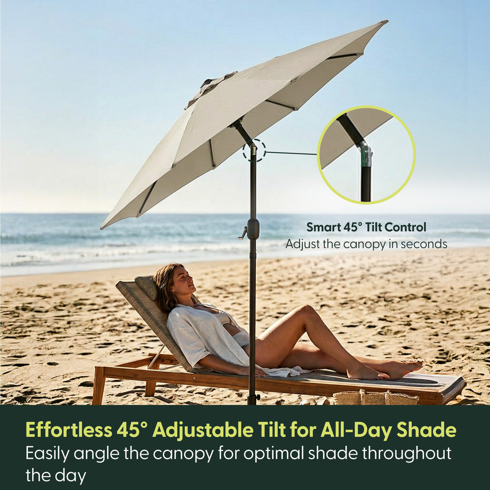 Keplin - Tilting Garden Parasol with Cover - 2.3m / 6 Ribs / 180gsm – image 15