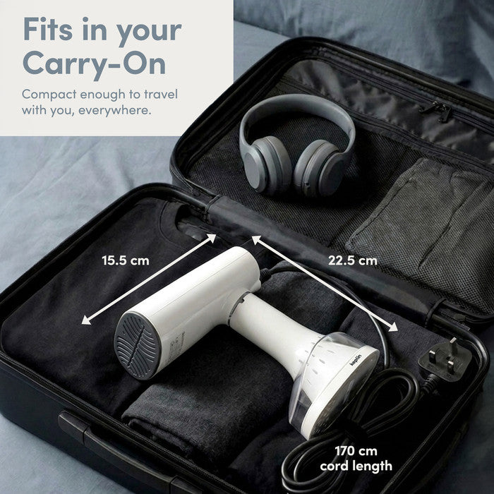 Portable Clothes Steamer Fits Carry-On Luggage 15.5 x 22.5cm 170cm Cord