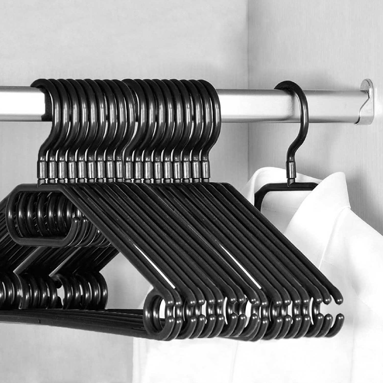 Heavy Duty Swivel Hook Hangers - Space Saving & Non Slip Coat Hangers with Rotating Hook & Tie