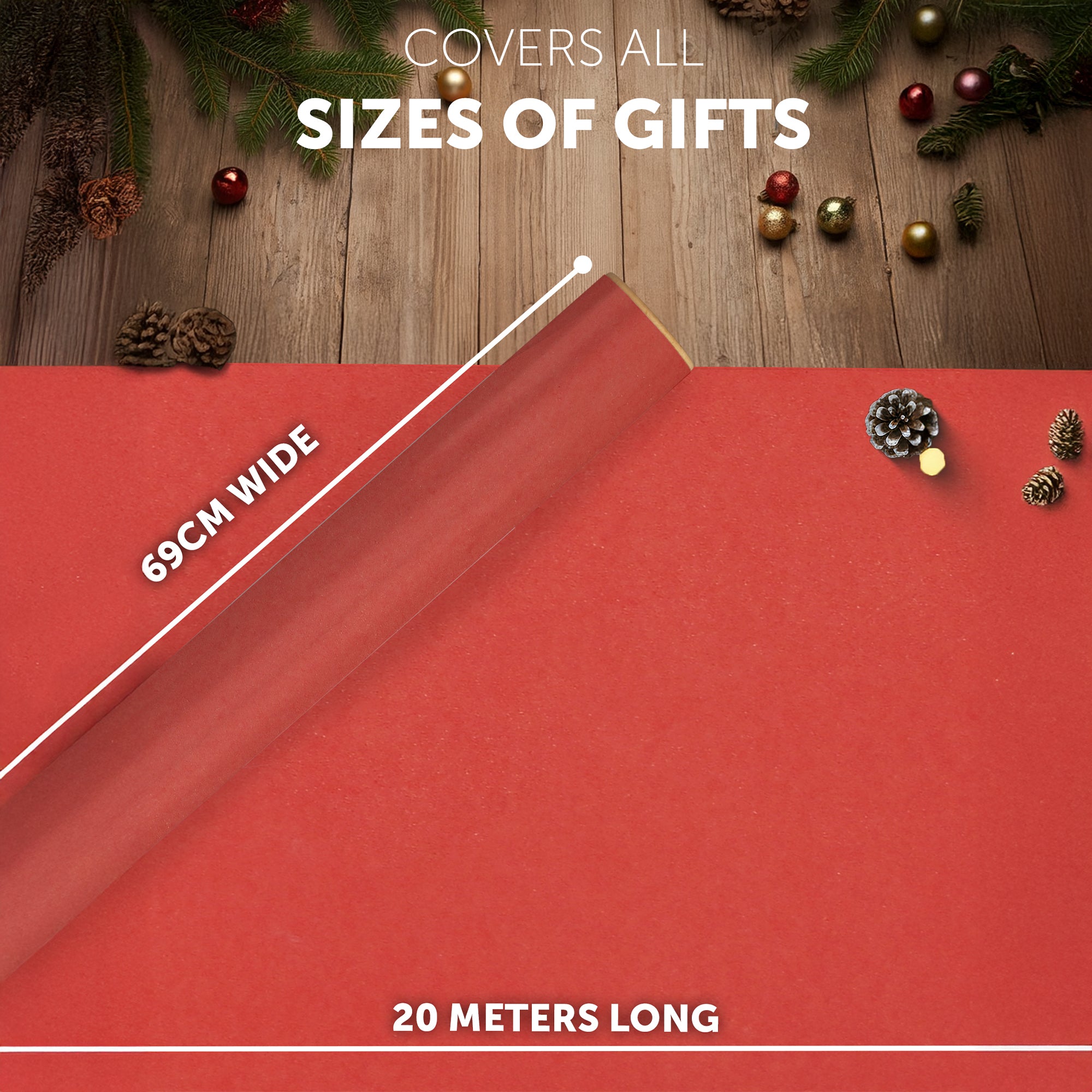 Kraft & Co Recycled Kraft Wrapping Paper Roll – 80gsm Durable Tear-Resistant Gift Wrap, Eco-Friendly, Recyclable & Biodegradable – All-Occasion Wrapping Paper