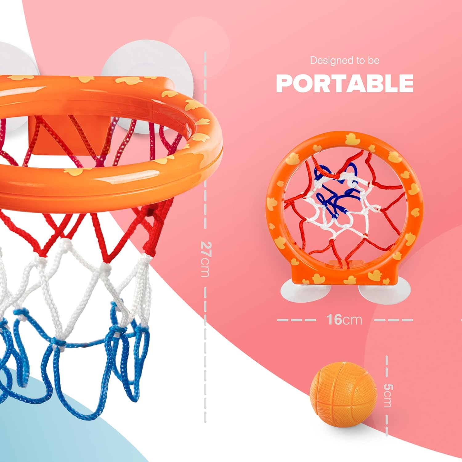 "KIDOOLA Baby Bath Basketball Hoop Toy - Interactive Bathtub Set with 3 Balls & Strong Suction Cups - Fun & Engaging Toy for Toddlers"