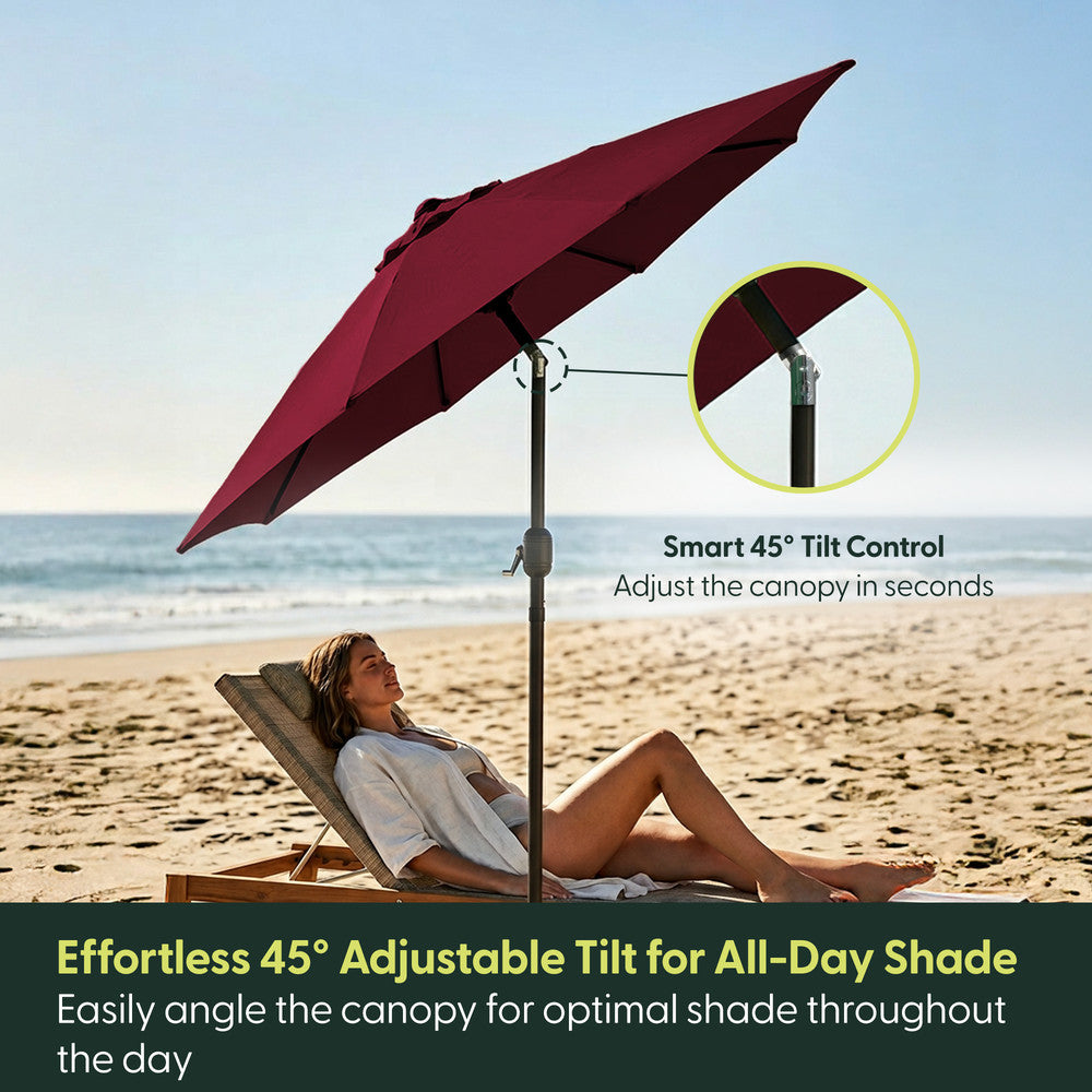 2.7m Tilting Garden Parasol with Cover - Crank & UV Protection