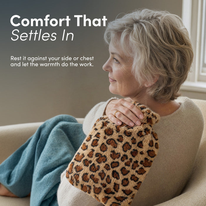 Faux Fur Hot Water Bottle - Soft Cover, Natural Rubber
