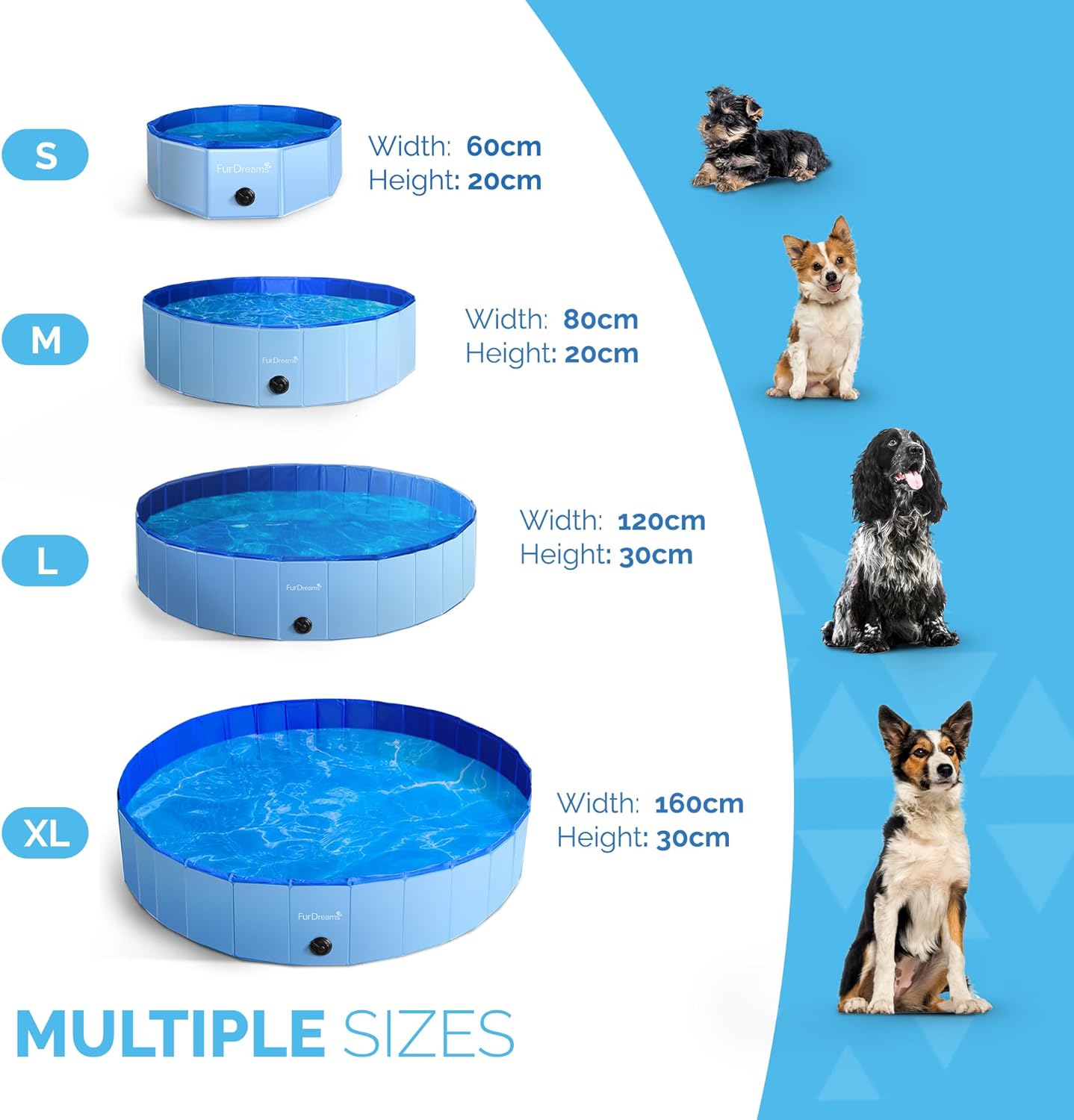 FurDreams Foldable Pet Swimming Pool – Hard Plastic Dog Bathtub, Portable Multi-Functional PVC Kiddie Pool with Non-Slip Base – Perfect for Children, Cats, Puppies, and Summer Fun