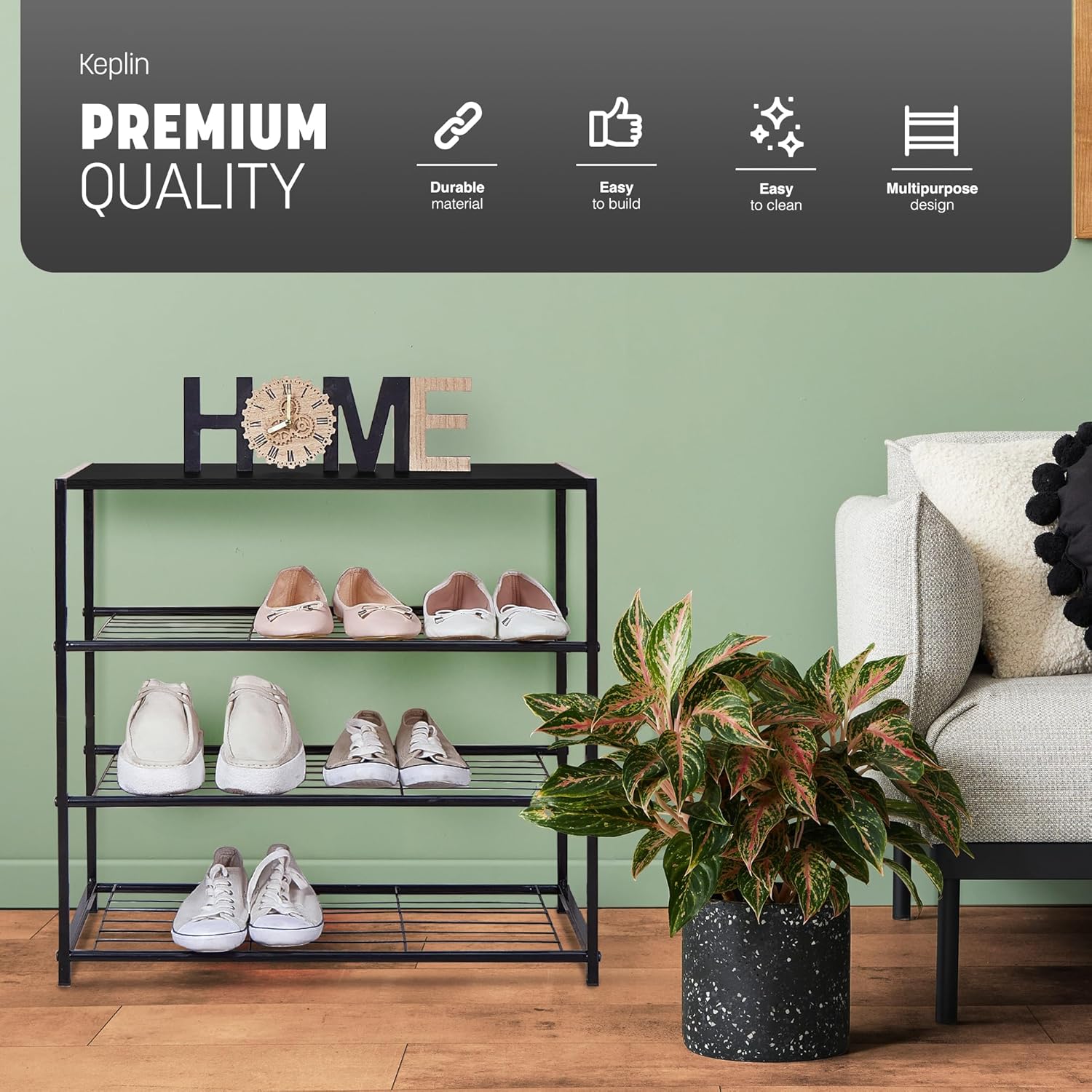 4-Tier Shoe Rack with Shelf – image 4