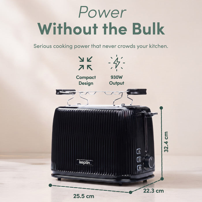 Keplin 2 slice toaster dimensions at 930W and 25.5 x 22.3 x 32.4cm