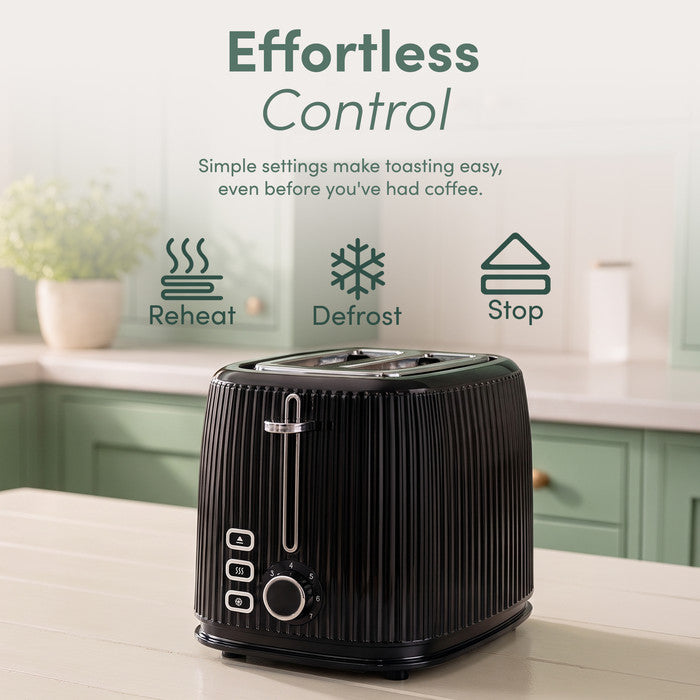 Keplin 2 slice toaster control panel with reheat, defrost and stop buttons