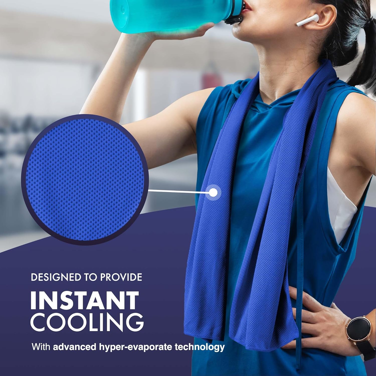 KAYMAN Cooling Gym Towel 2-Pack: Light Blue Microfiber (120x35cm) - Quick-Dry, Soft & Breathable Towel for Yoga, Golf, Running, Hiking & Workout – image 10