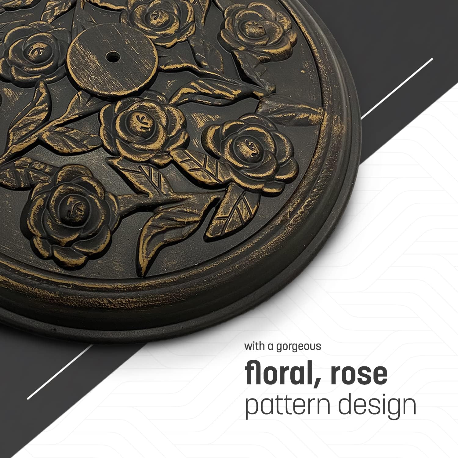 12kg Cast Iron Effect Parasol Base with Floral Pattern – image 4