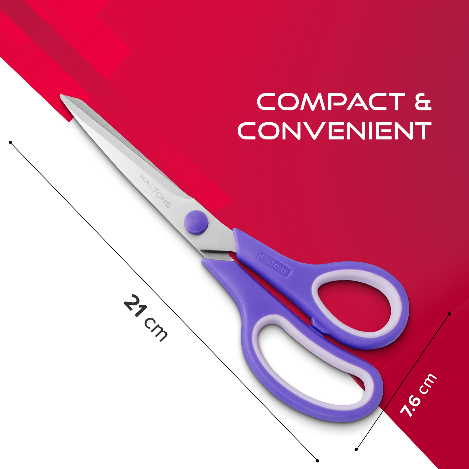 Haltons Multipurpose Scissors - Pack of 3 - Ultra Sharp Thickened Blades - Comfort-Grip Handles - Ergonomic Design - Reinforced Hinge - Metal & Plastic - 21x7.6 cm - Home, Office, Craft, Kitchen