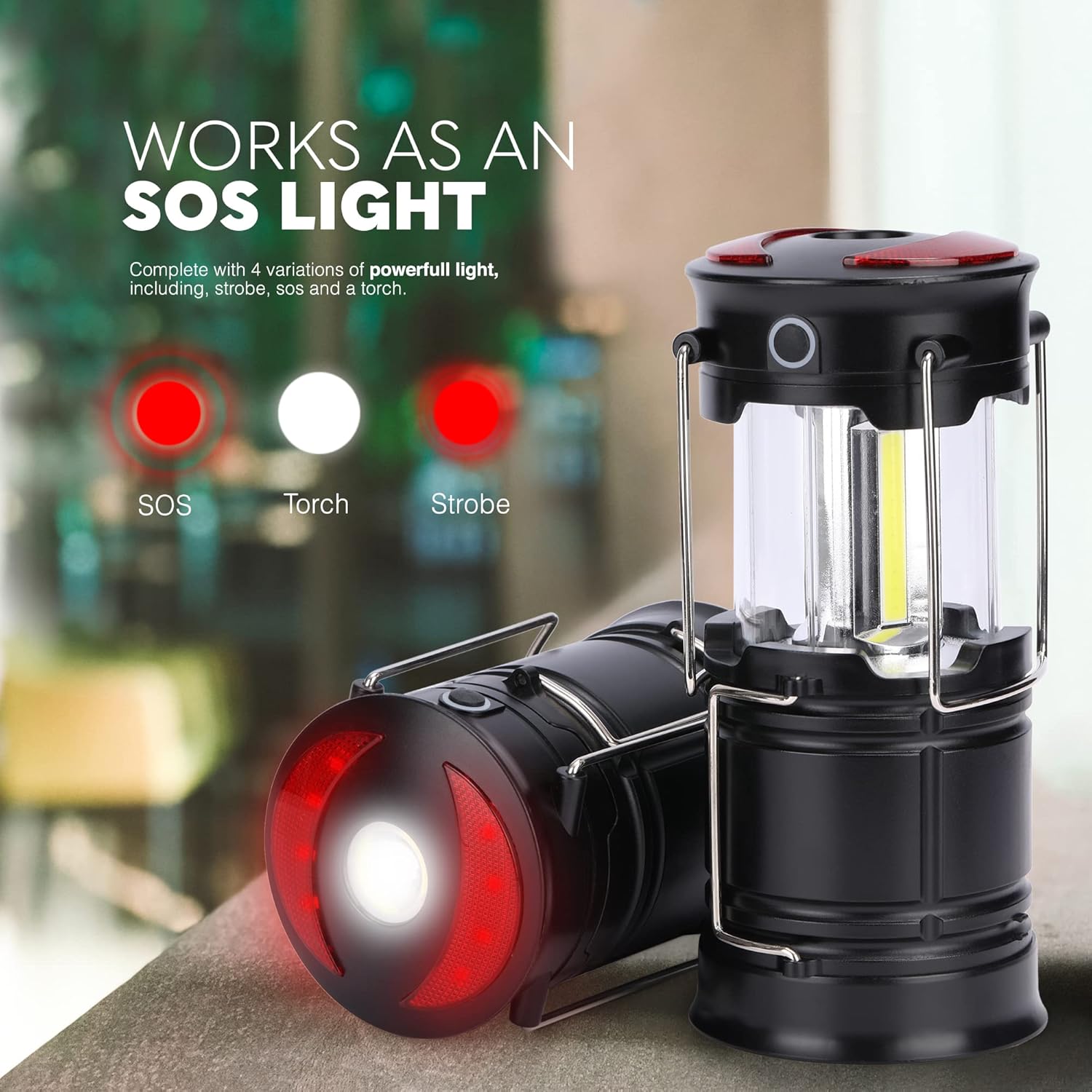 Portable camping lantern with magnetic base and hanging hook – ideal for tents, caravans and campsites UK