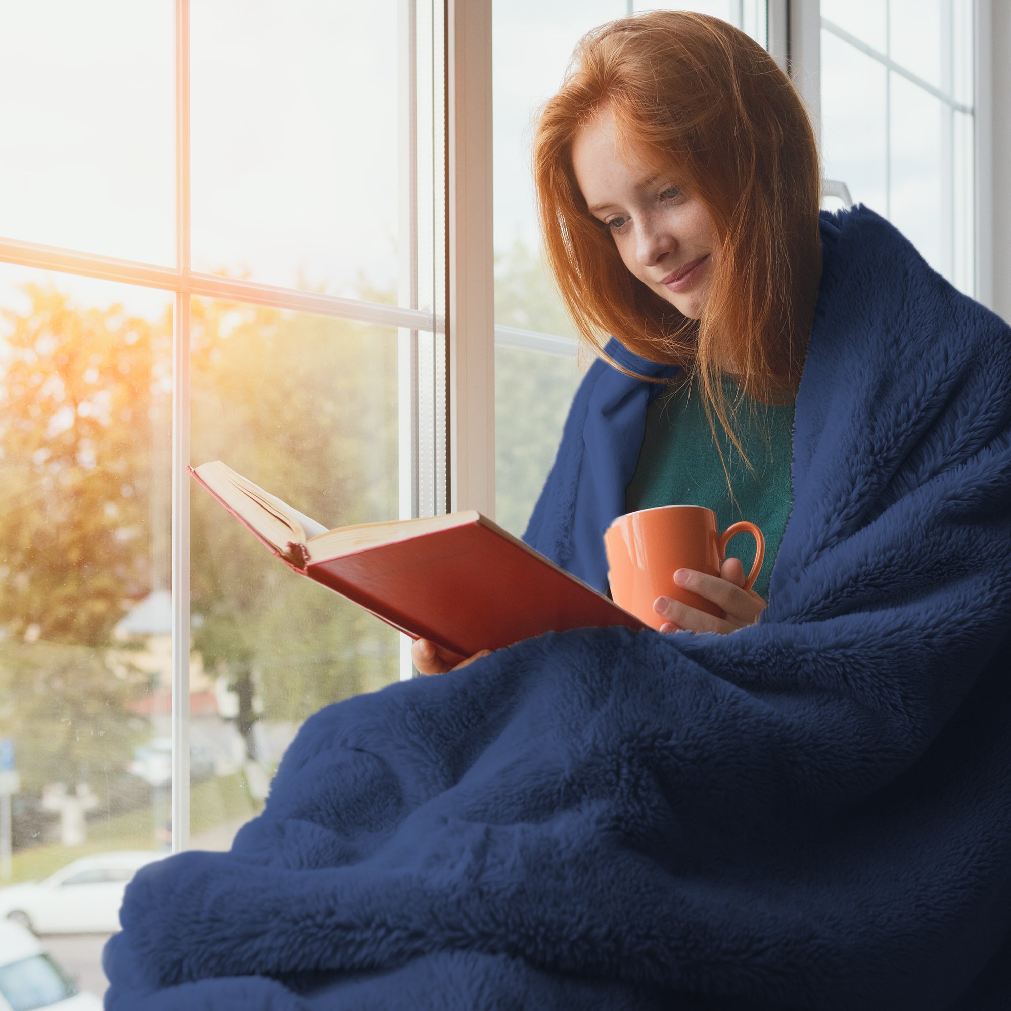 Electric Heated Throw Blanket - Machine Washable Fleece Wool Duvet, 9 Heat Settings & Timer