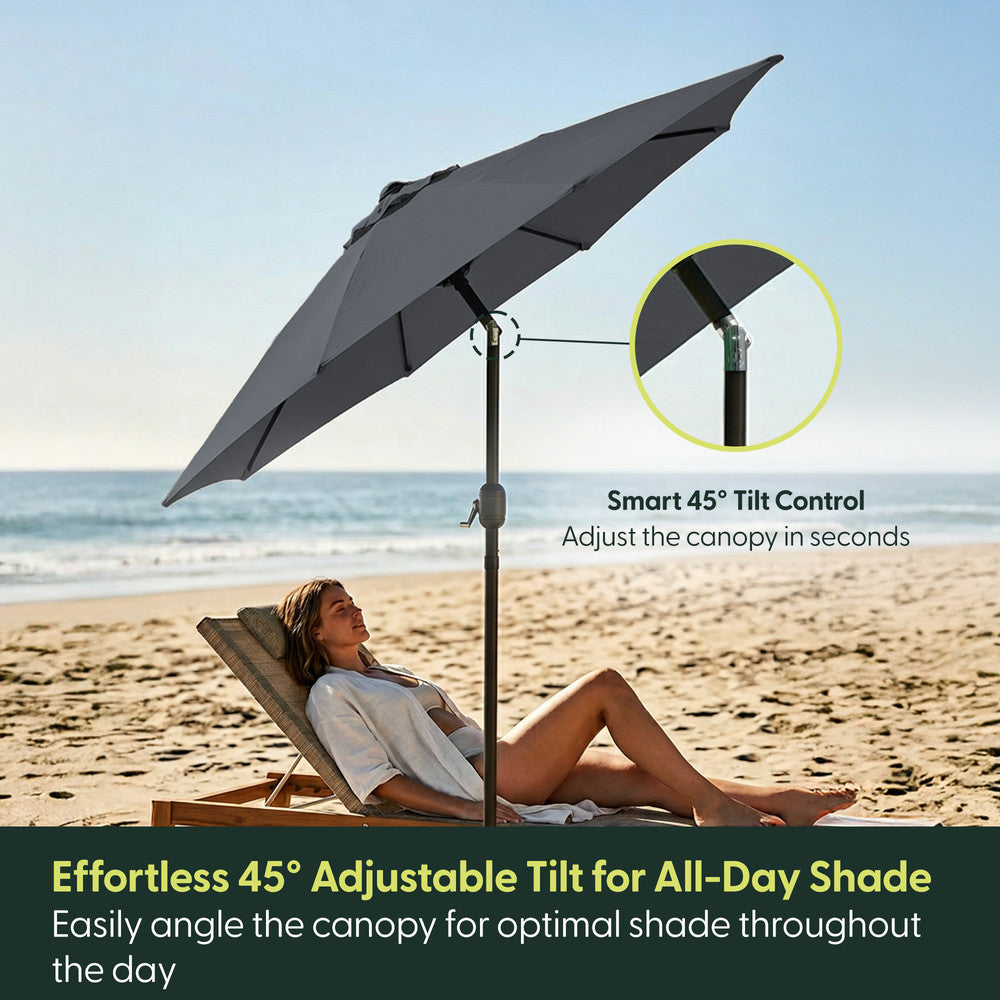 Keplin - Tilting Garden Parasol with Cover - 2.7m / 6 Ribs / 180gsm – image 3