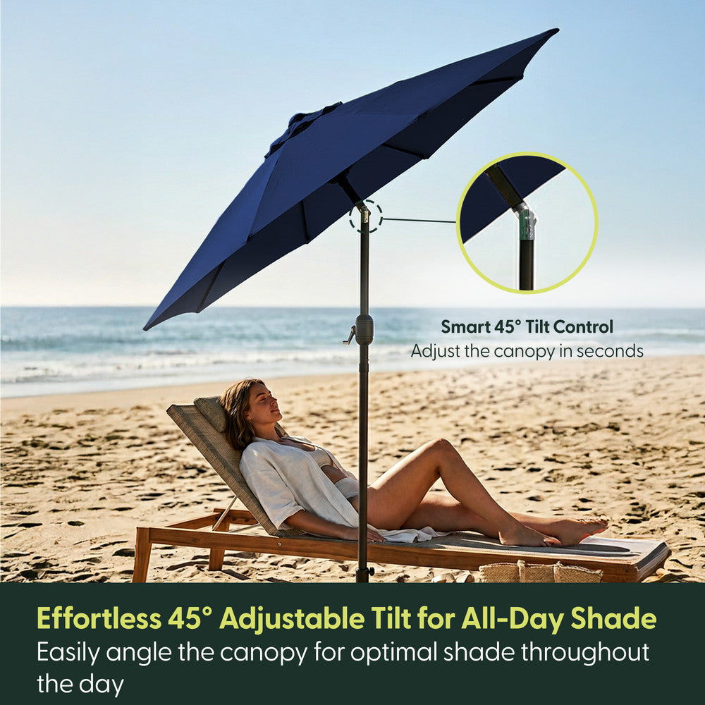 2.3m Tilting Garden Parasol with Cover for 4 Seater Tables