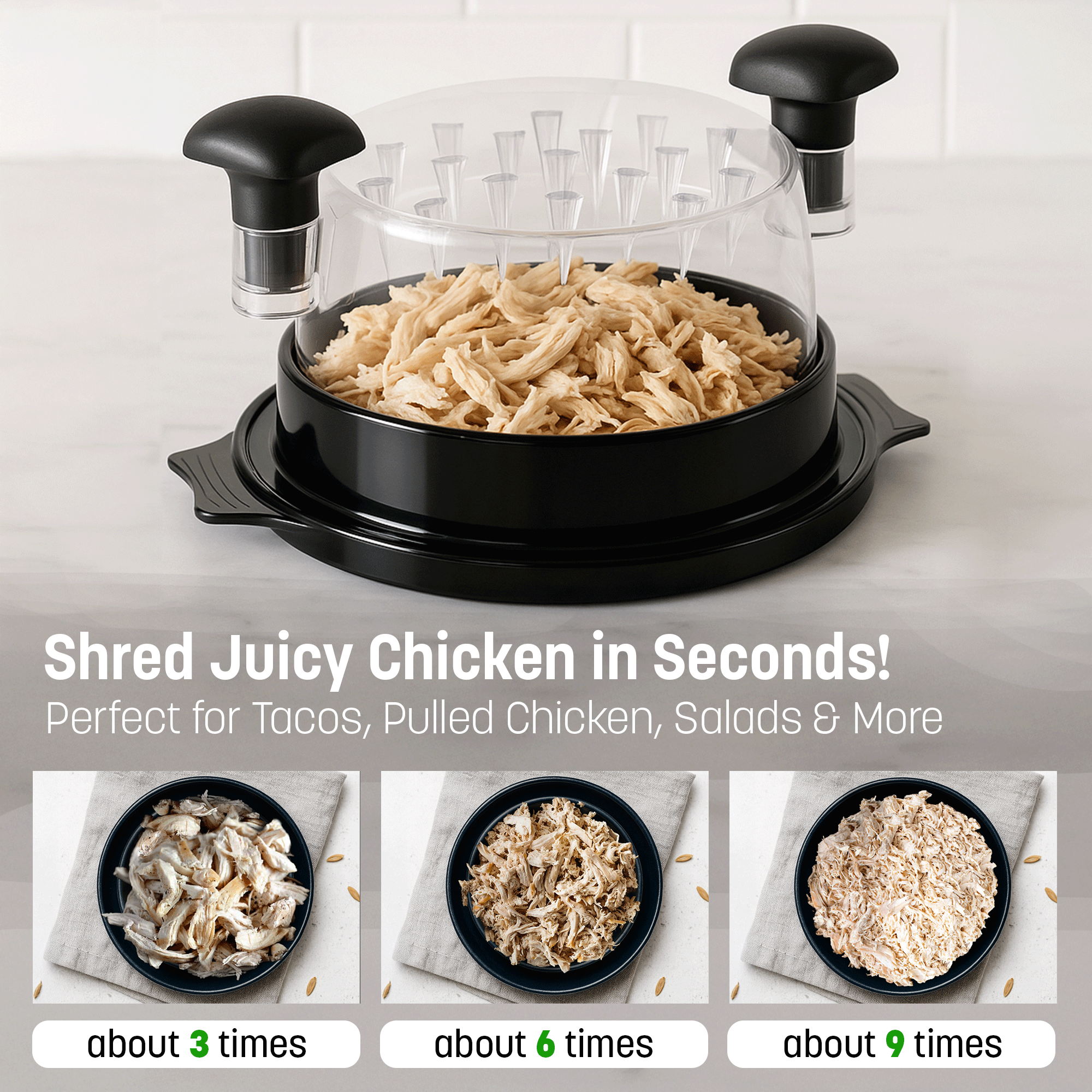KEPLIN Chicken Shredder Tool - BPA-Free Meat Shredder with Anti-Slip Base & Ergonomic Grip - Dishwasher Safe Poultry Shredding Tool for Chicken, Pork, Beef - Quick Manual Meat Shredder