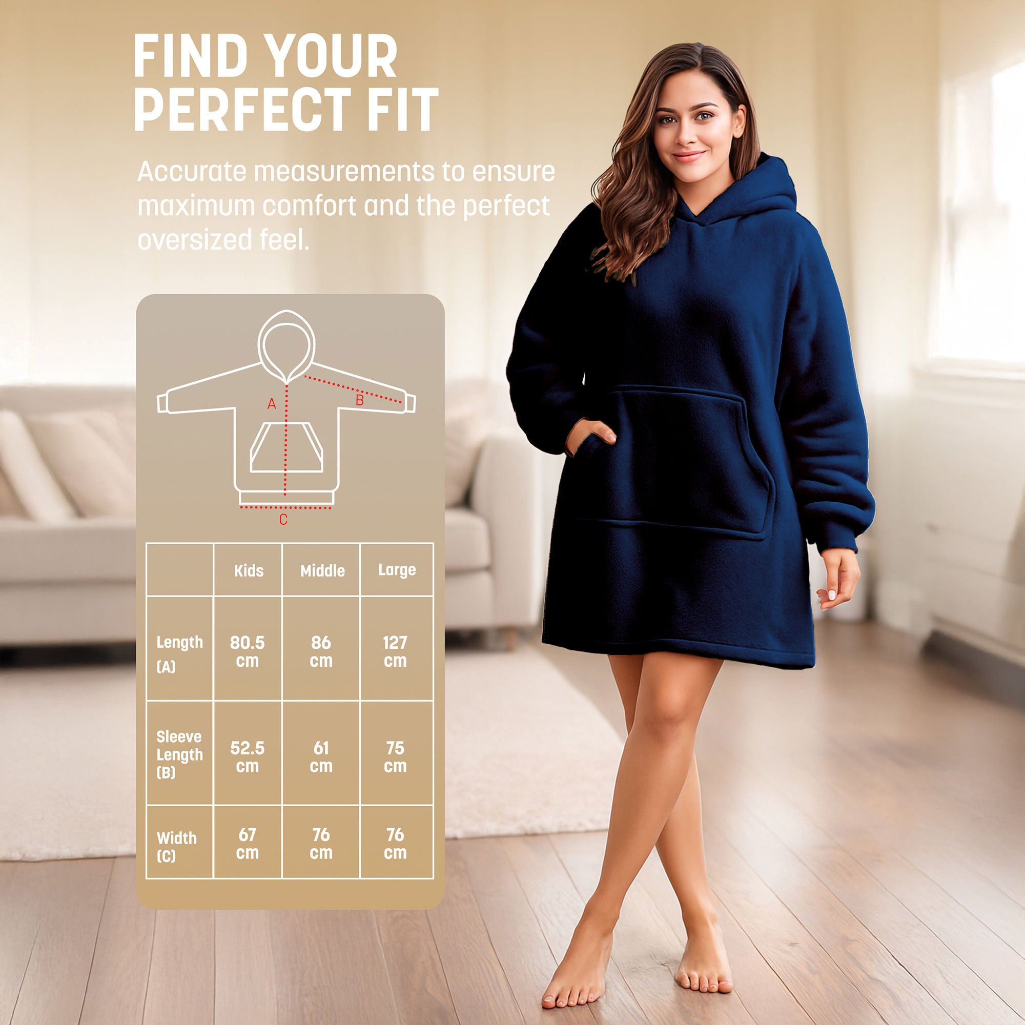 Oversized Blanket Hoodie - Thermal, Soft & Comfortable and Long Length Throw Hoodie