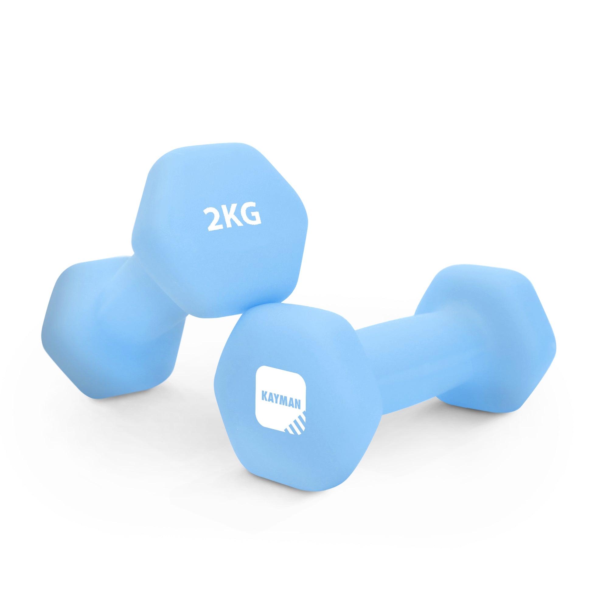 KAYMAN Neoprene Dumbbell Pair with Anti-Slip Grip, Hex Edges, Water-Resistant Surface & Workout Poster Guide - Weight Set for Home, Gym & Fitness Training Equipment (1kg 2kg 3kg 4kg 5kg 6kg 7kg 8kg 9kg 10kg)