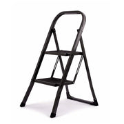 Haltons 2 step folding step ladder in dark steel with two anti-slip step mats and rubber feet