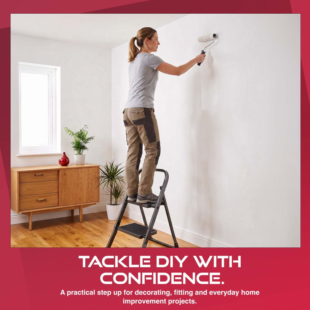 Person painting a wall from a Haltons 2 step folding ladder
