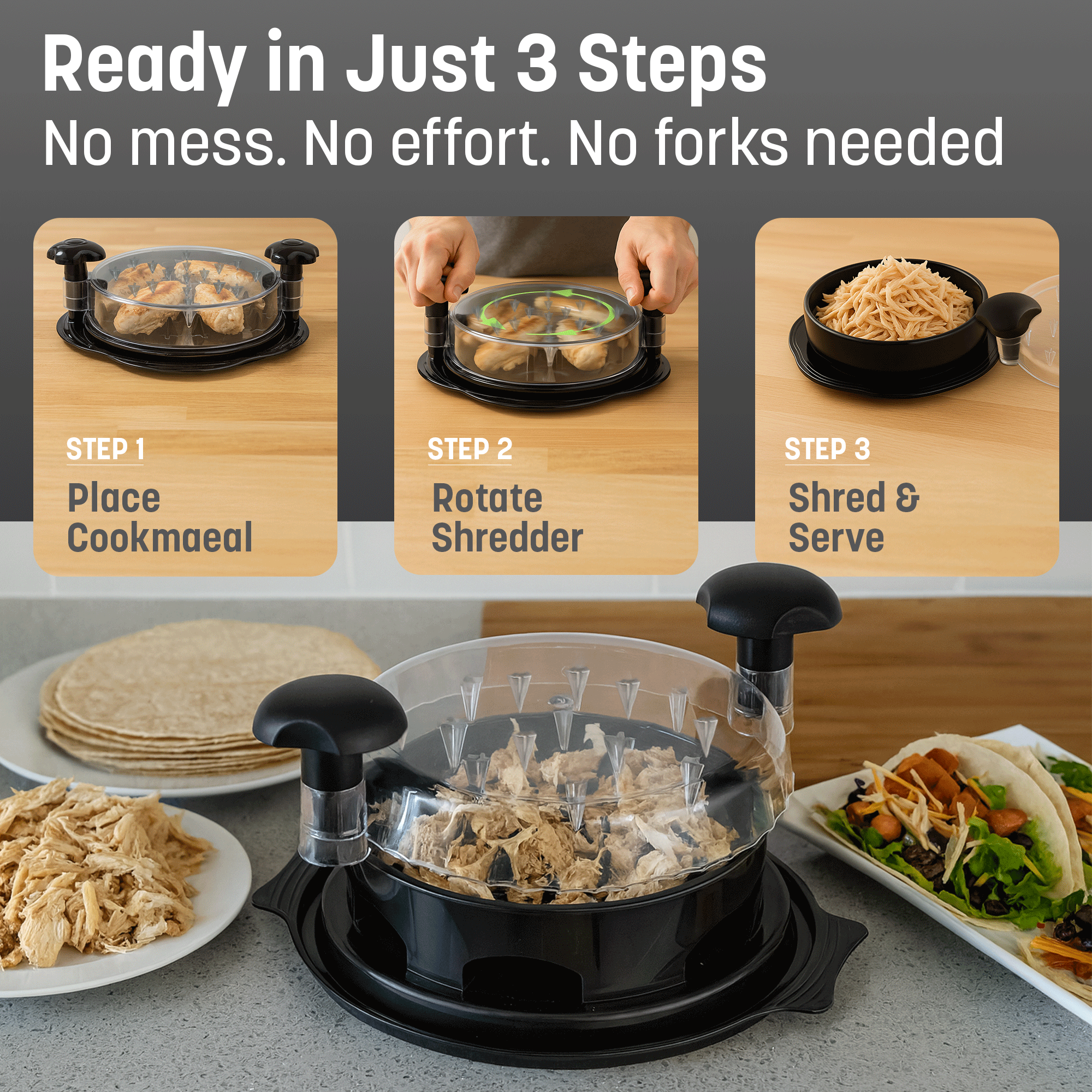 KEPLIN Chicken Shredder Tool - BPA-Free Meat Shredder with Anti-Slip Base & Ergonomic Grip - Dishwasher Safe Poultry Shredding Tool for Chicken, Pork, Beef - Quick Manual Meat Shredder