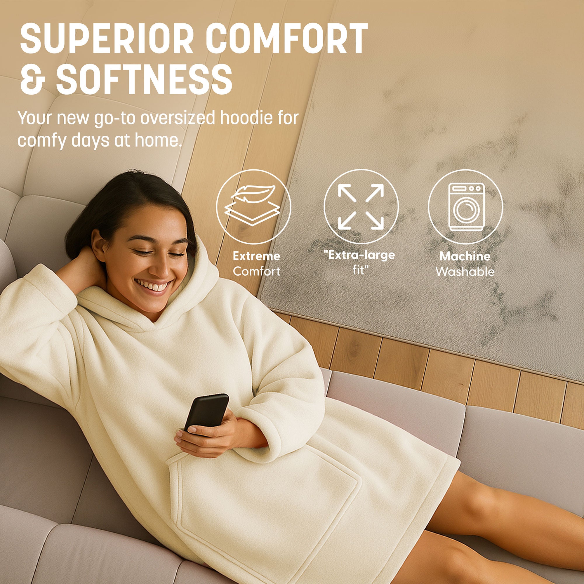 Oversized Blanket Hoodie - Thermal, Soft & Comfortable and Long Length Throw Hoodie