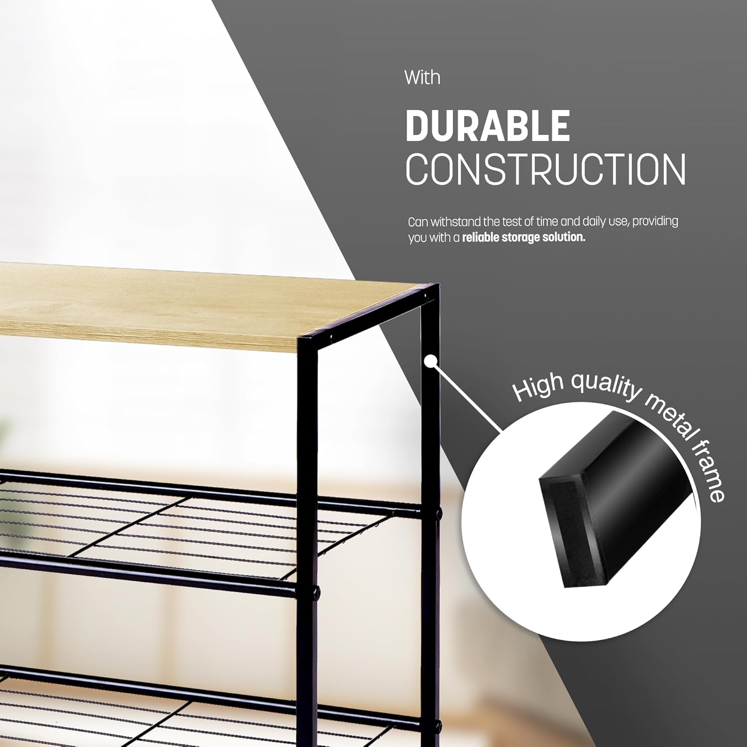 4-Tier Shoe Rack with Shelf – image 6