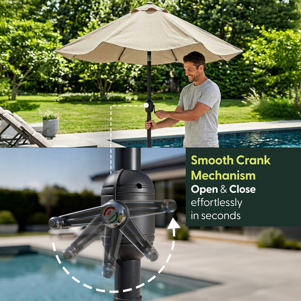 Keplin - Tilting Garden Parasol with Cover - 2.3m / 6 Ribs / 180gsm – image 16