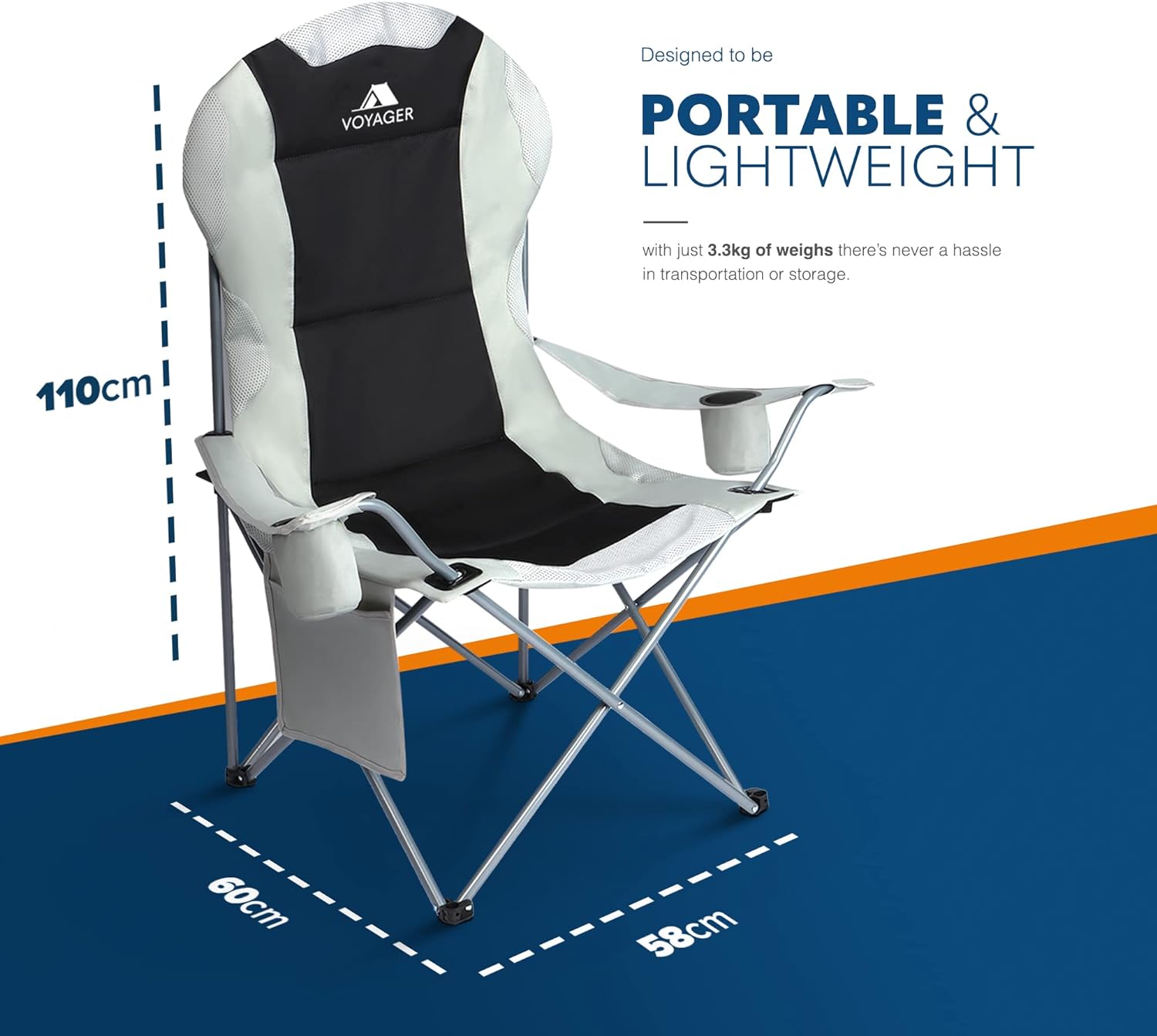 2-Pack Padded Camping Chair - Voyager Camping Chair - UK