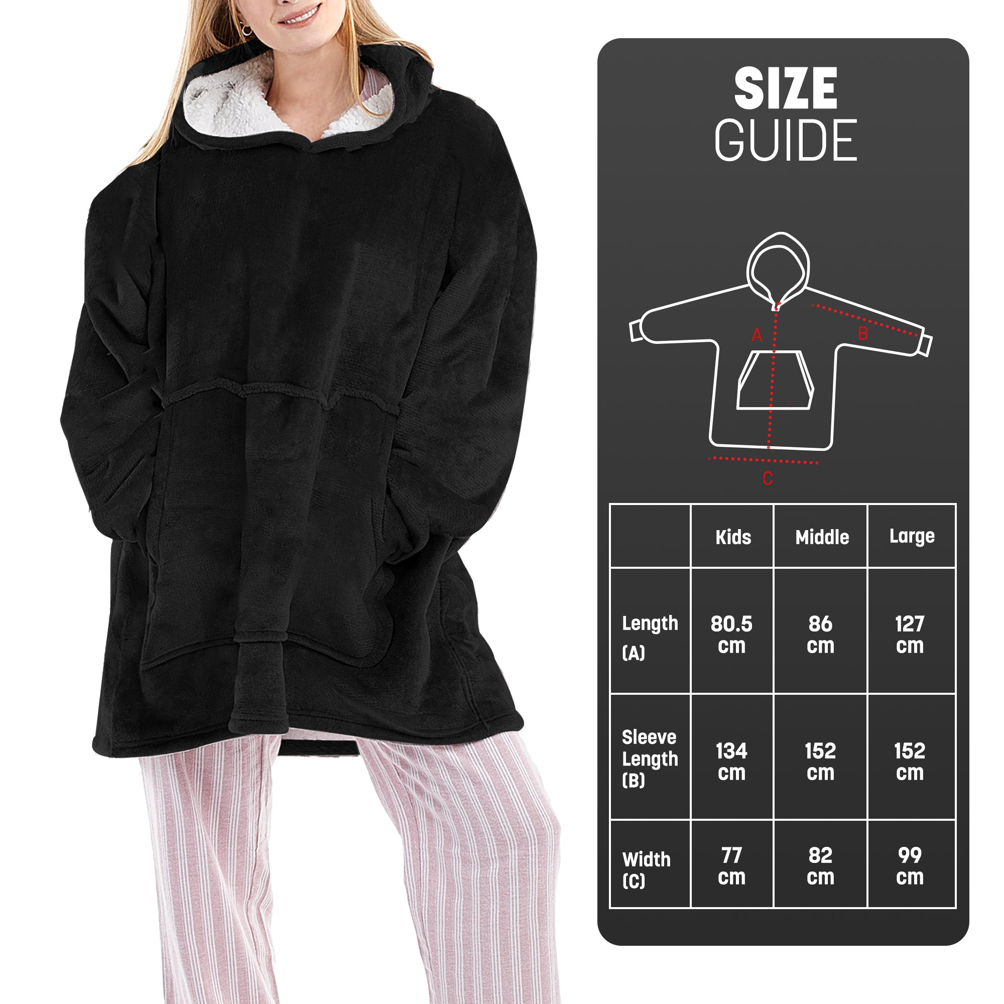 Thermal, Soft & Long-length Throw Hoodie in all Sizes & Colours - UK