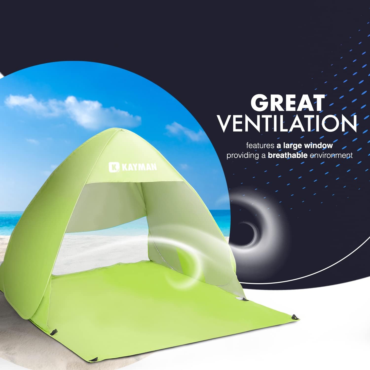 Kayman Pop-Up Beach Tent: UPF 50+ UV Protection for 3-4 People – image 5