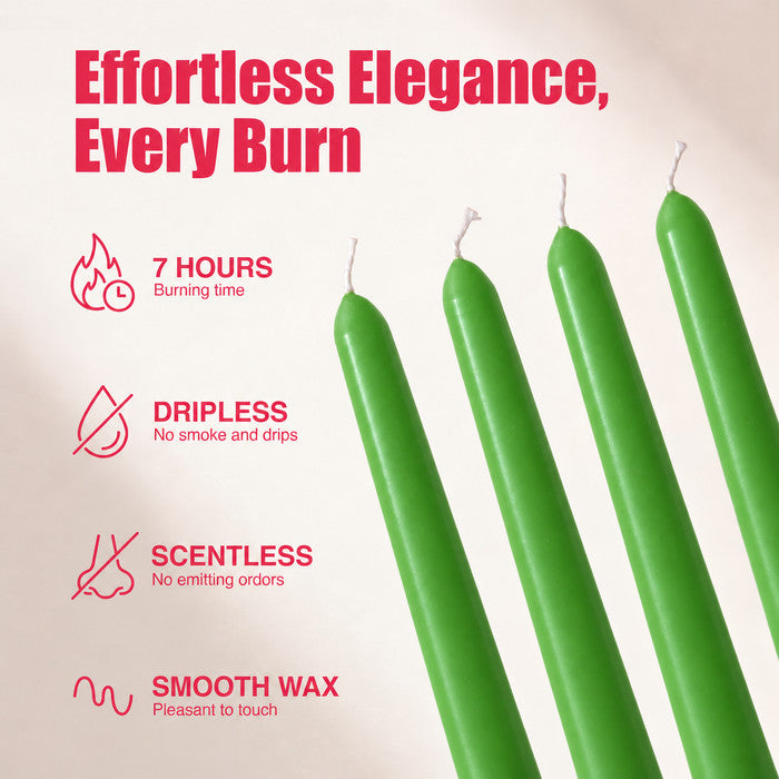Haltons Tapered Dinner Candles - 50pk - 7-Hour Burn Time Dinner Candles, Unscented, Non-Drip & Smoke Free