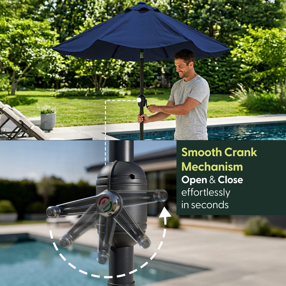2.3m Tilting Garden Parasol with Cover for 4 Seater Tables